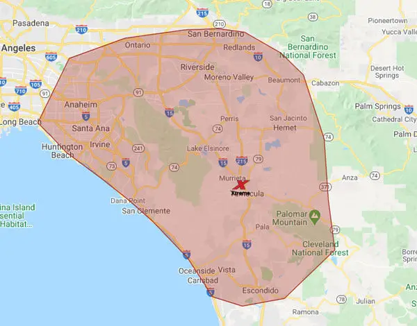 Commercial Heating & Air Conditioning Service Area Map